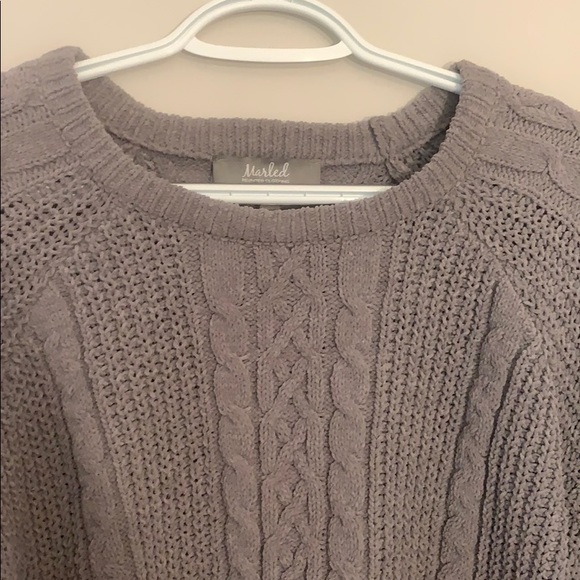 Marled Grey Knit Bell Sleeve Sweater - Picture 2 of 3
